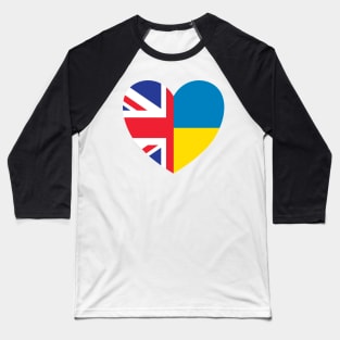 UK Supports Ukraine, UK Stands With Ukraine, Heart With Combined Flags Baseball T-Shirt